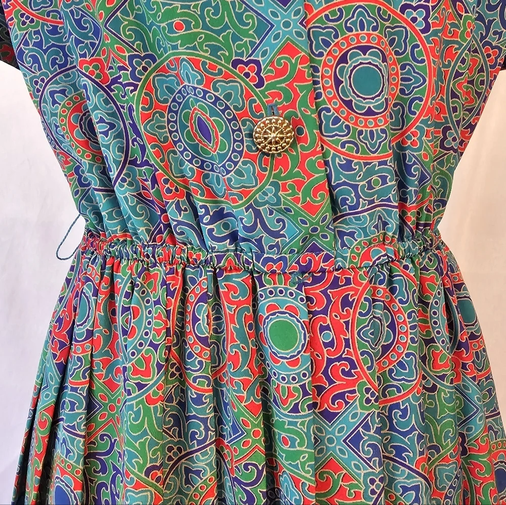 Vintage 1980s Leslie Fay Mandala Secretary Dress - Picture 7 of 15